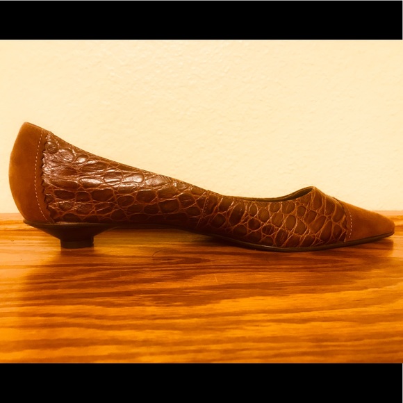 NWOT Ralph Lauren LEATHER/SUEDE Croc Flats 8/9 - Picture 5 of 12